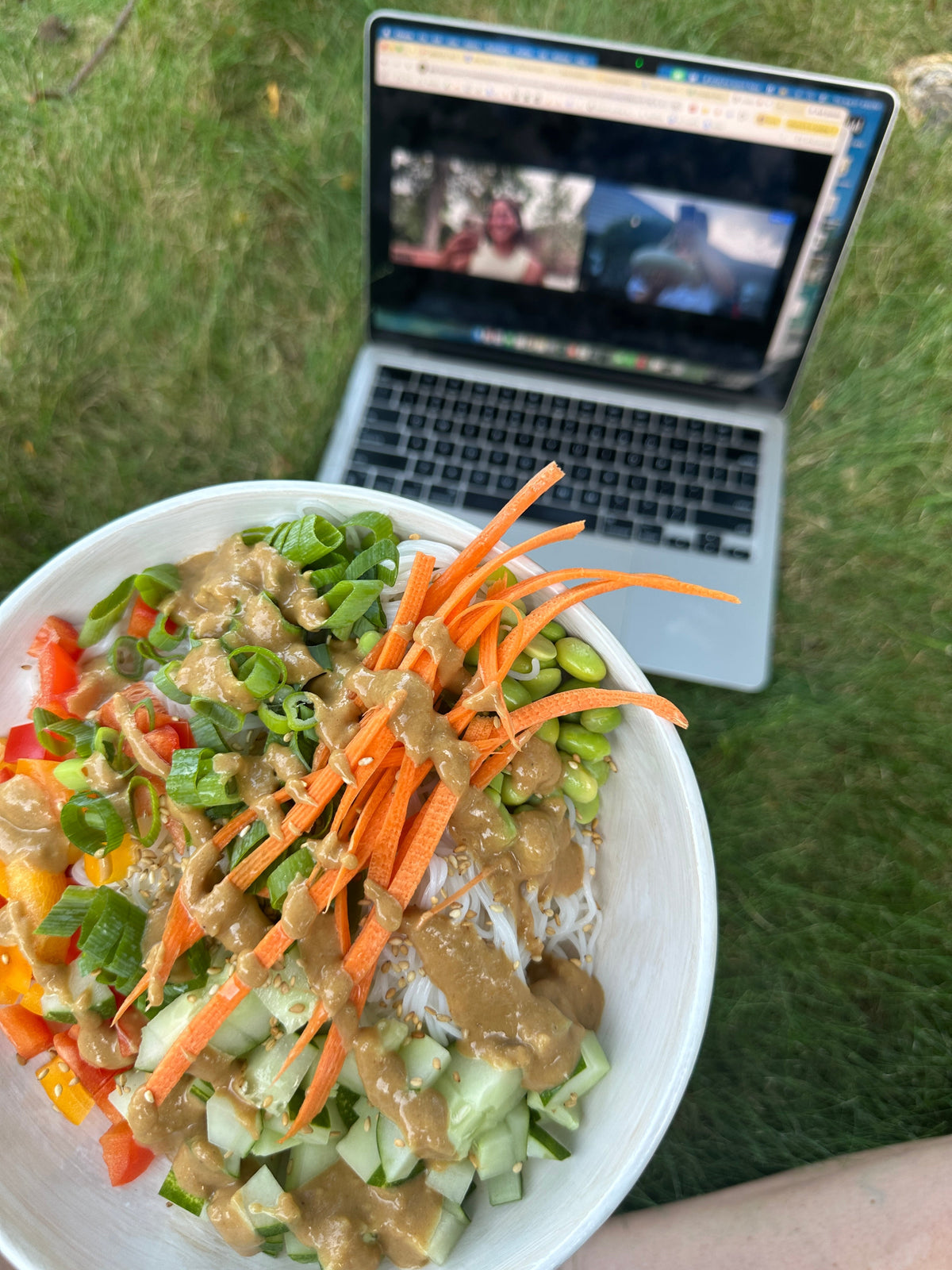 Spring Roll Bowls with Easy Peanut Sauce