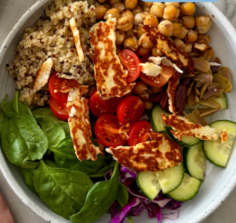 Greek Grain Salad with Halloumi